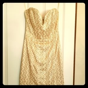 Strapless gold dress